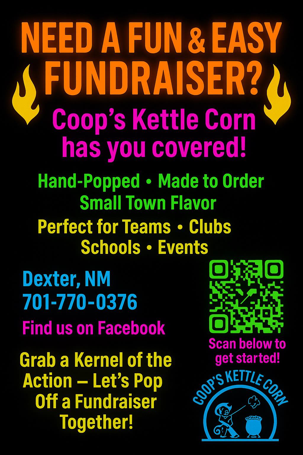 Coop's Kettle Corn Fundraiser Flyer